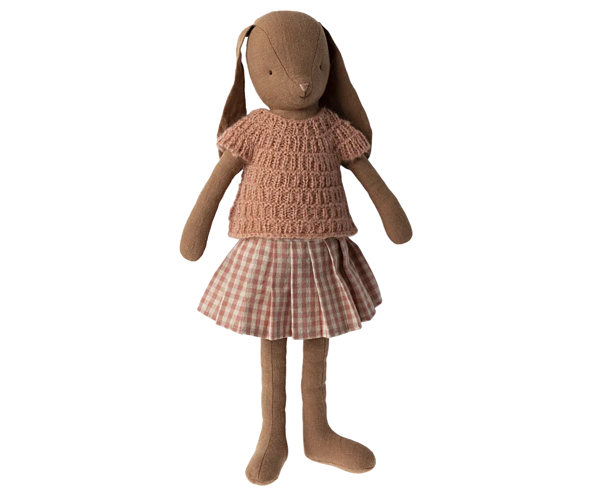 Maileg - Bunny Size 3 - Knitted Shirt & Skirt in Chocolate Brown