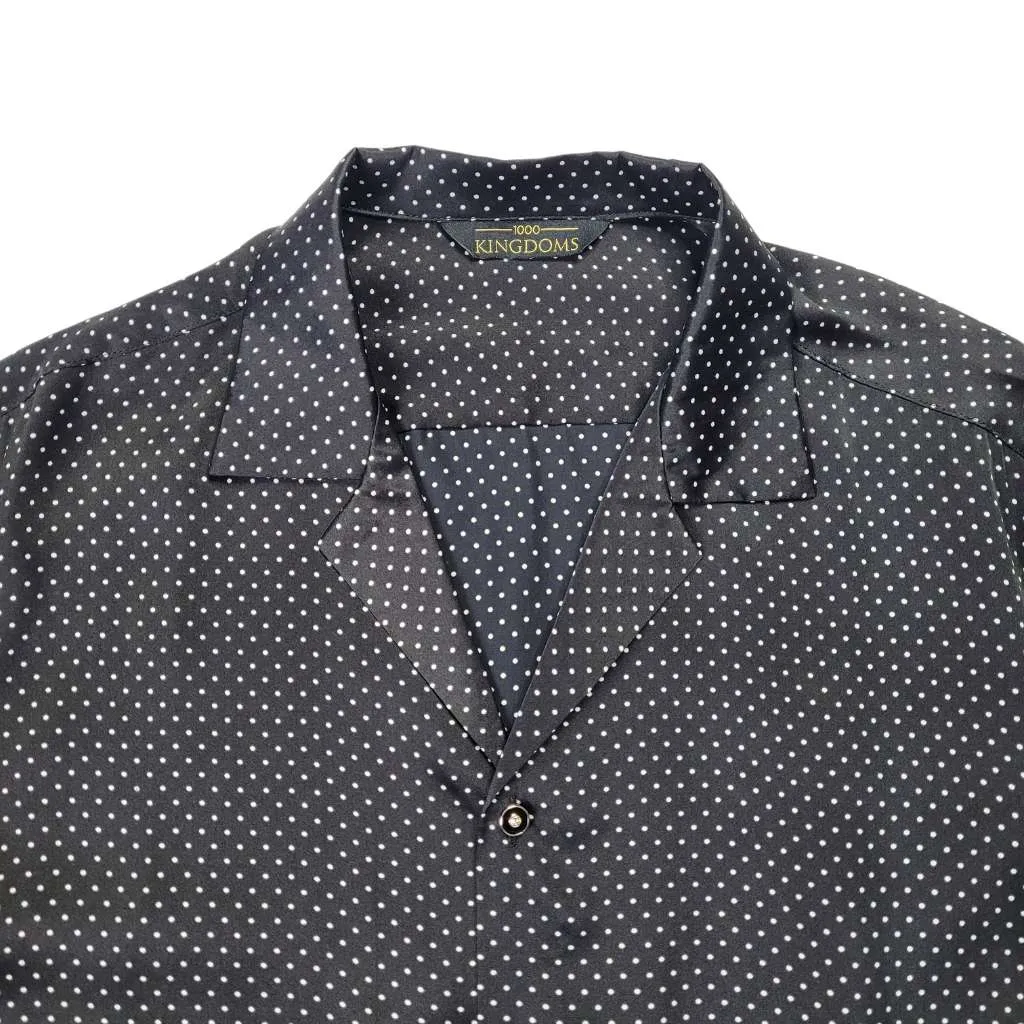 Mens Black Dotted Short Sleeve Silk Shirt