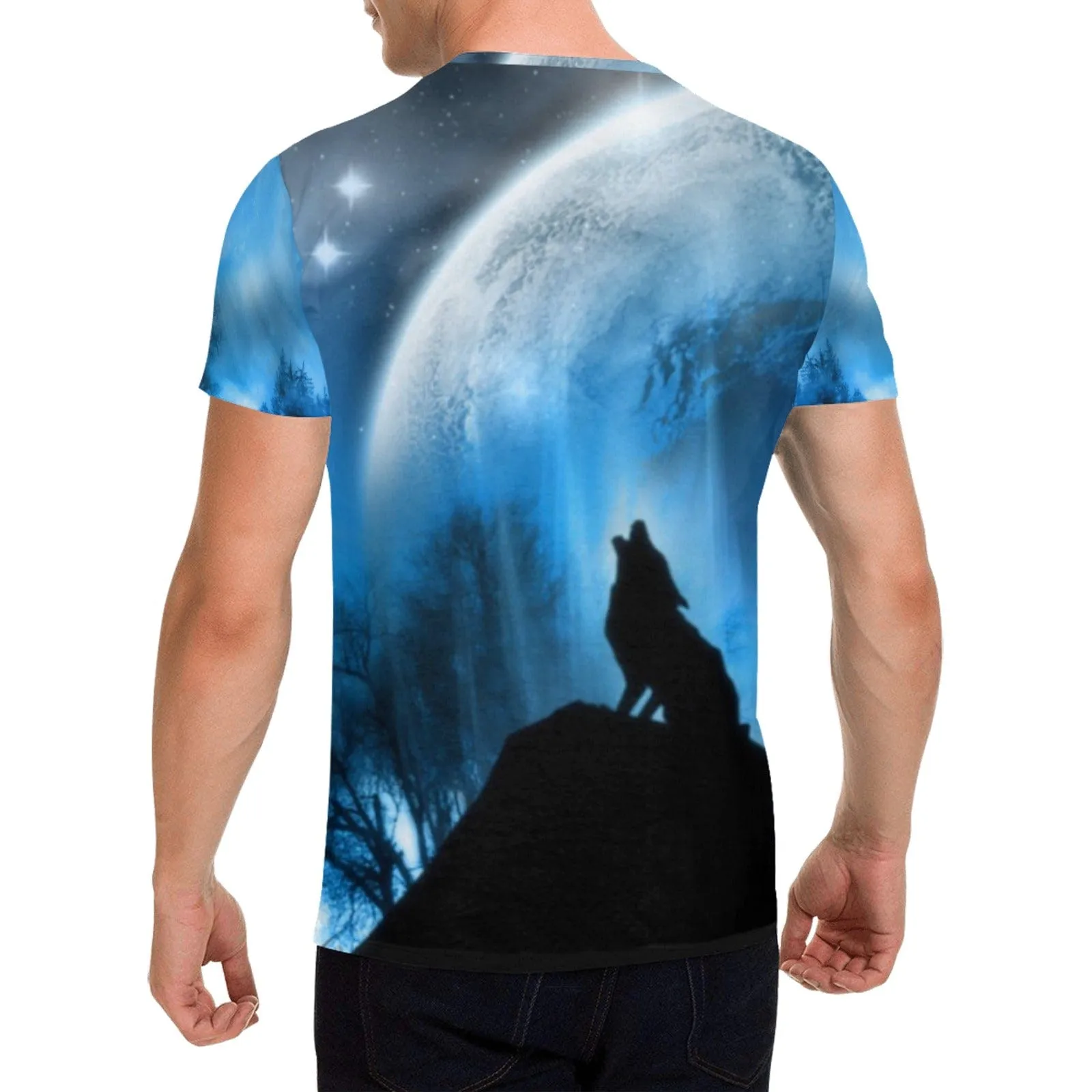 Men's Polyester Howling Wolf T-Shirt