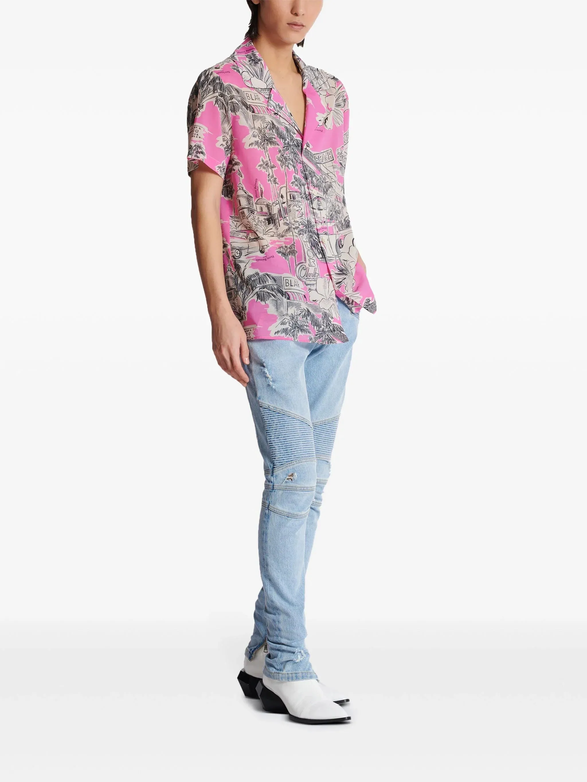 Miami Print Silk Pyjama Shirt