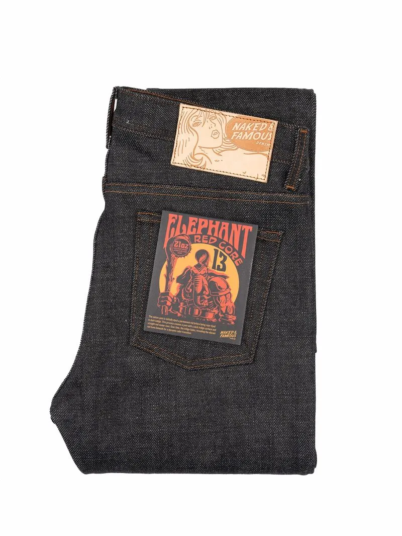 Naked & Famous Weird Guy Elephant 13 Red Core Selvedge