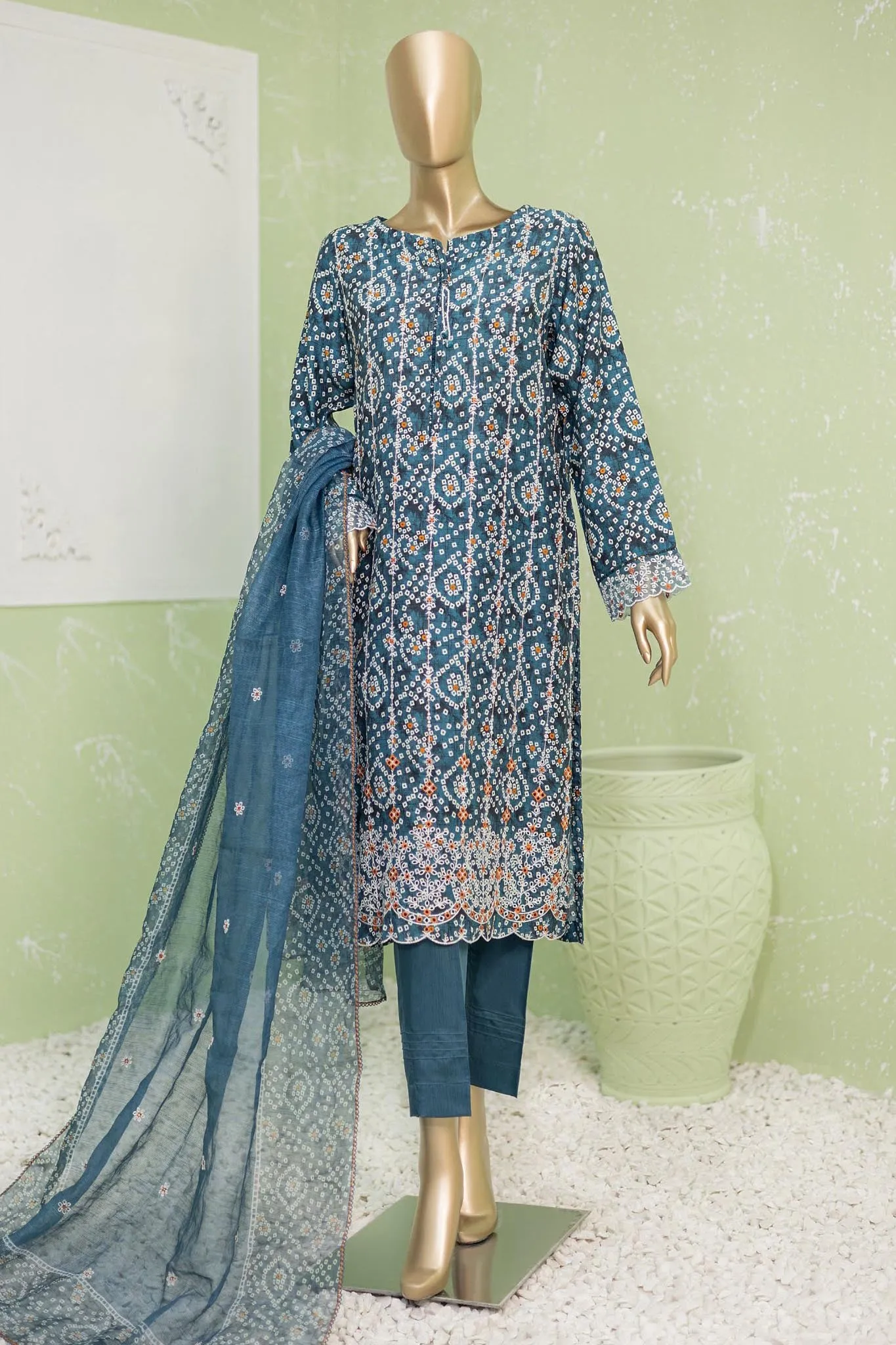 Naubahar by Hz Unstitched 3 Piece Silk Viscose Emb Collection'2024-NVE-49-B