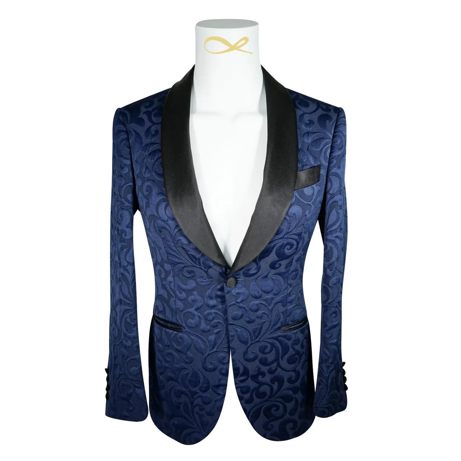 Navy Blue & Black Paisley Dinner Jacket