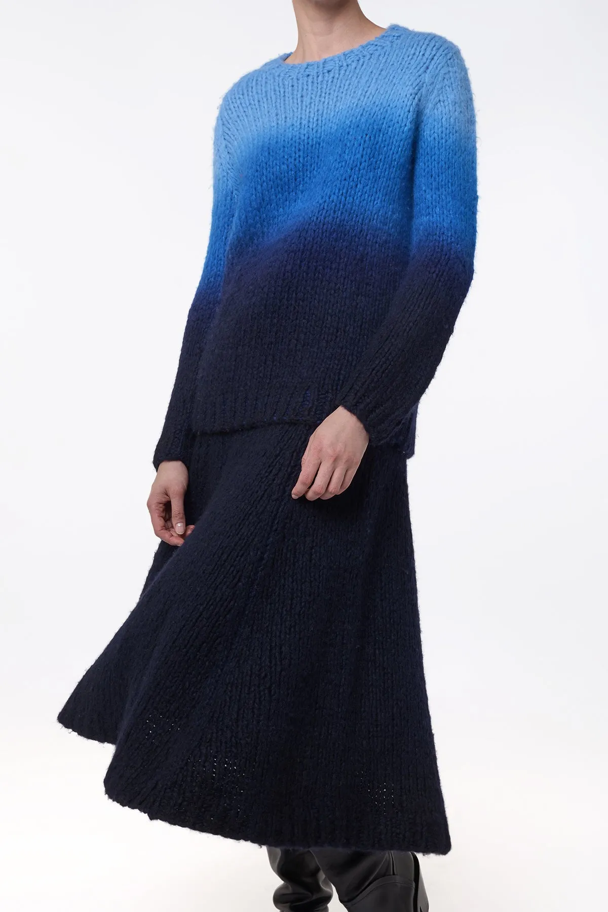 Pallas Knit Sweater in Dip Dye Sky Blue Welfat Cashmere