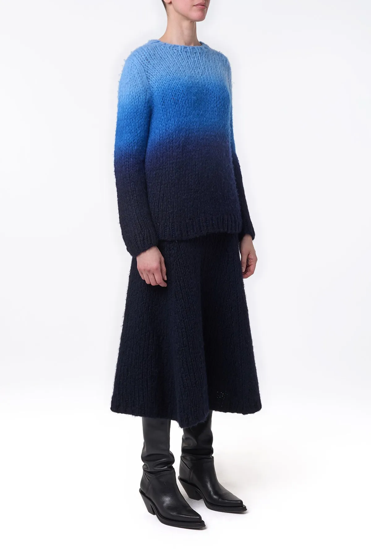 Pallas Knit Sweater in Dip Dye Sky Blue Welfat Cashmere