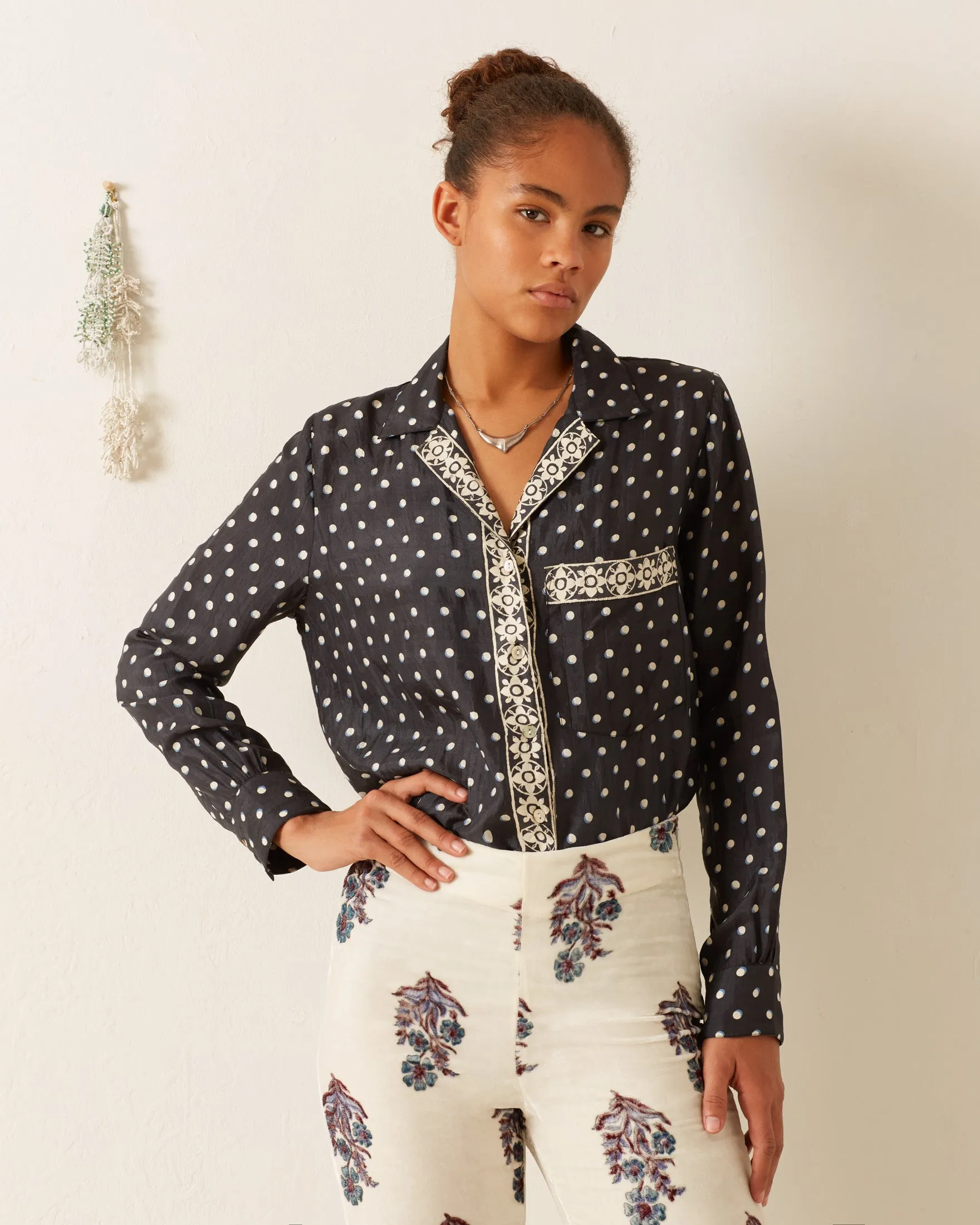 Patti Raven Dot Silk Shirt