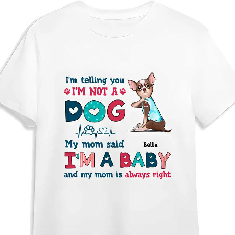 Personalized Funny Chihuahua Dog Mom Shirt, I'm Not A Dog I'm A Baby Shirt