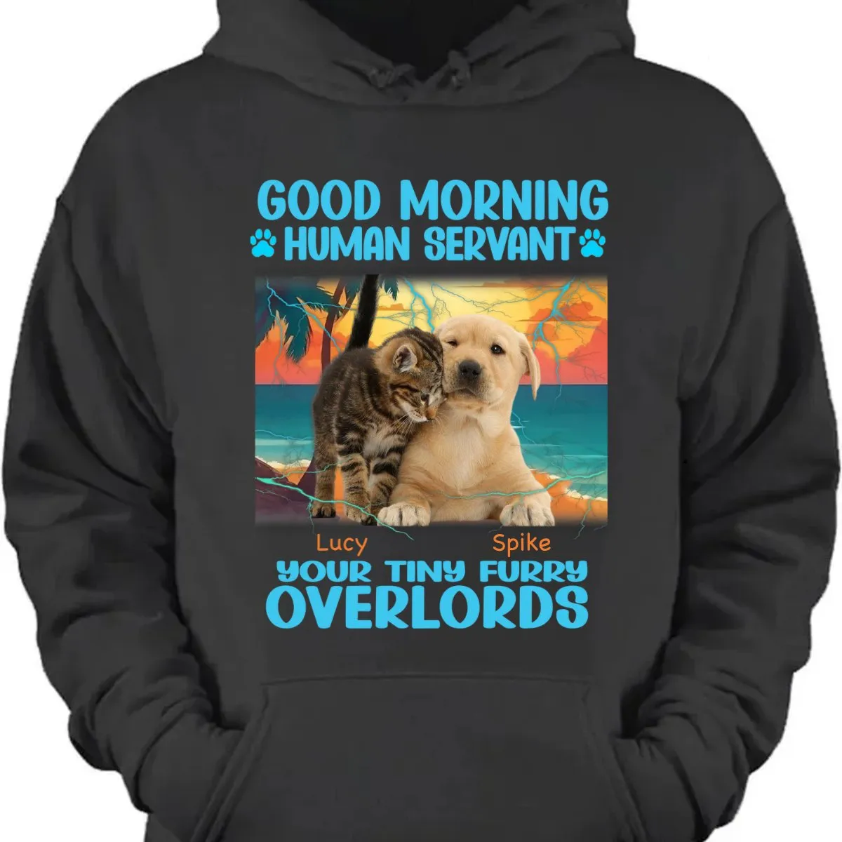 Pet Lovers - Good Morning Human Servant - Personalized Unisex T-shirt, Hoodie