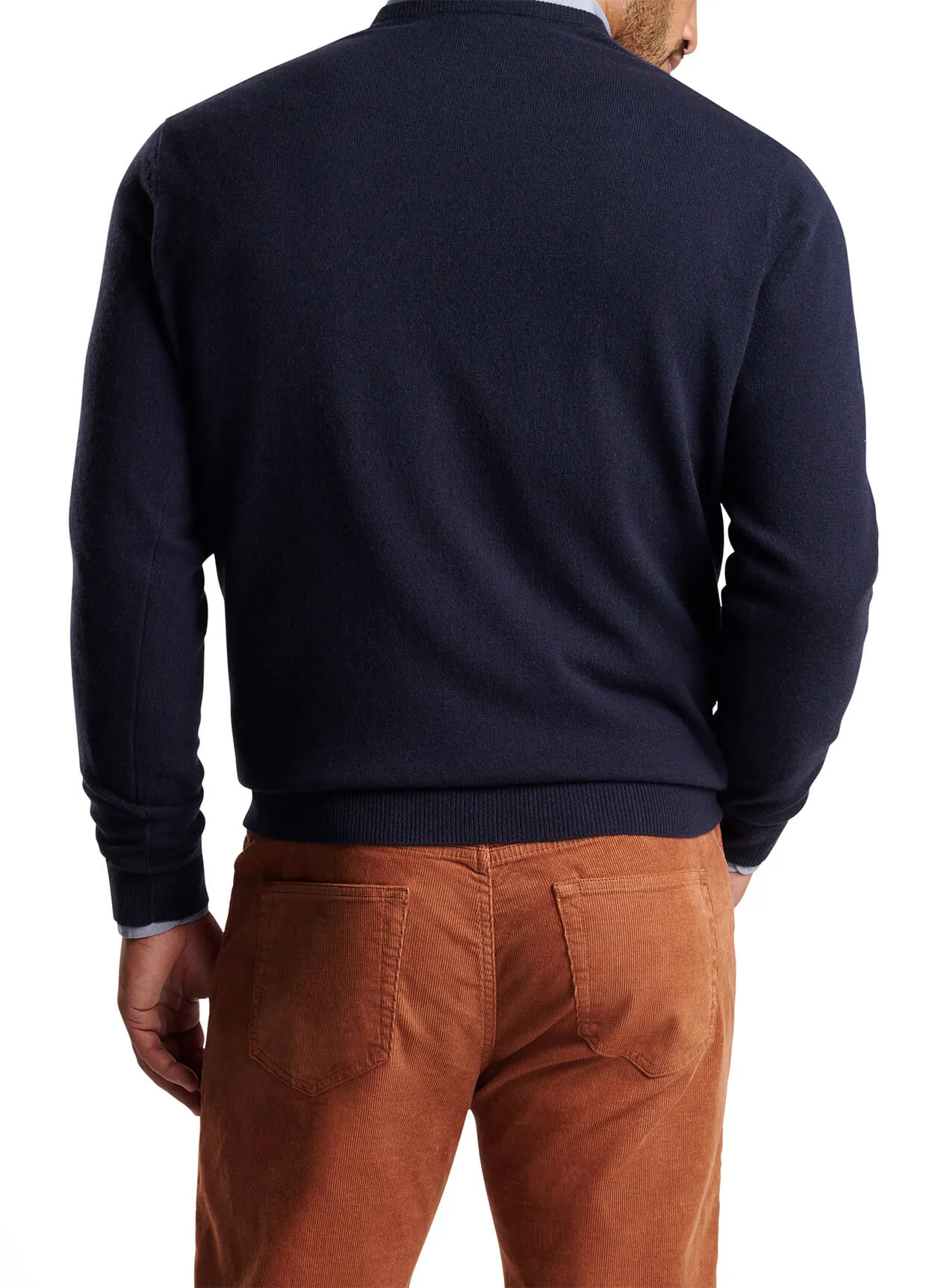 Peter Millar Crown Heritage Cashmere Custom V-Neck Sweaters, Navy