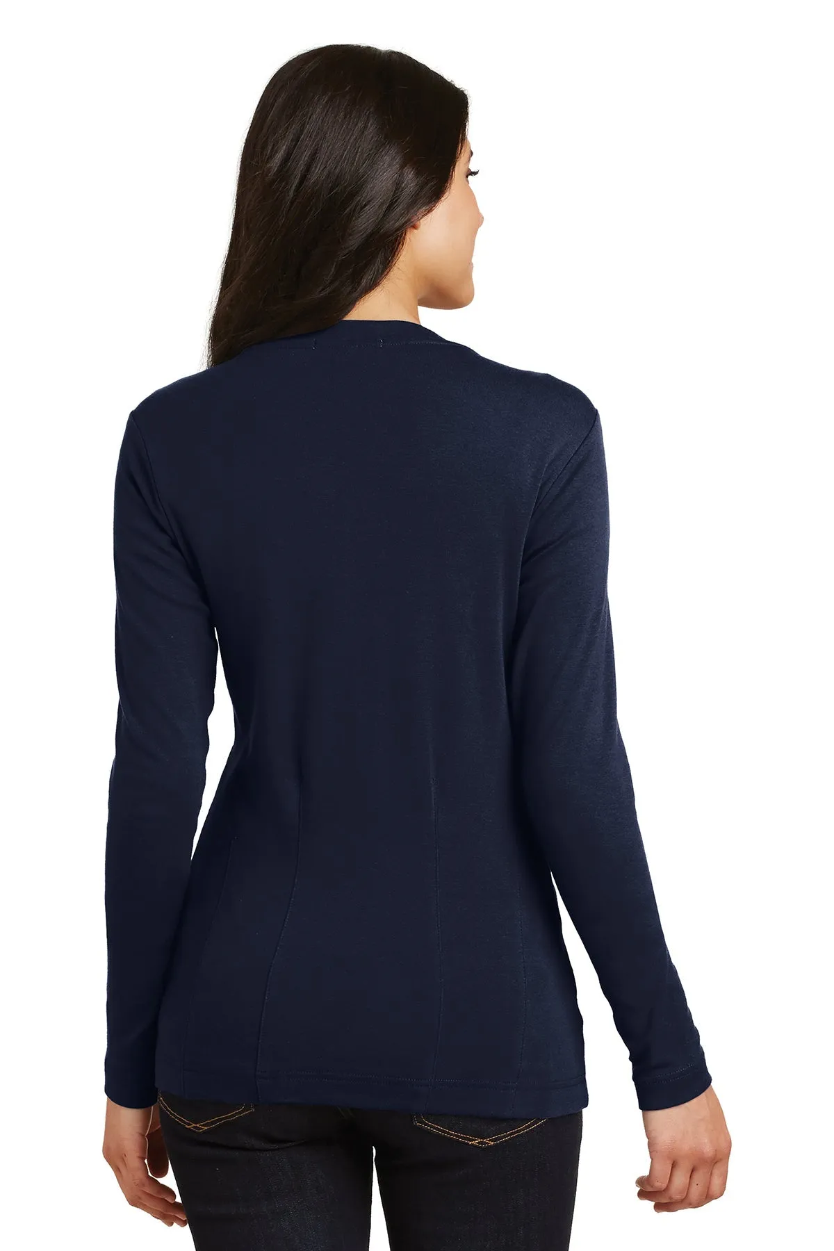 Port Authority Ladies Modern Stretch Customized Cotton Cardigans, True Navy