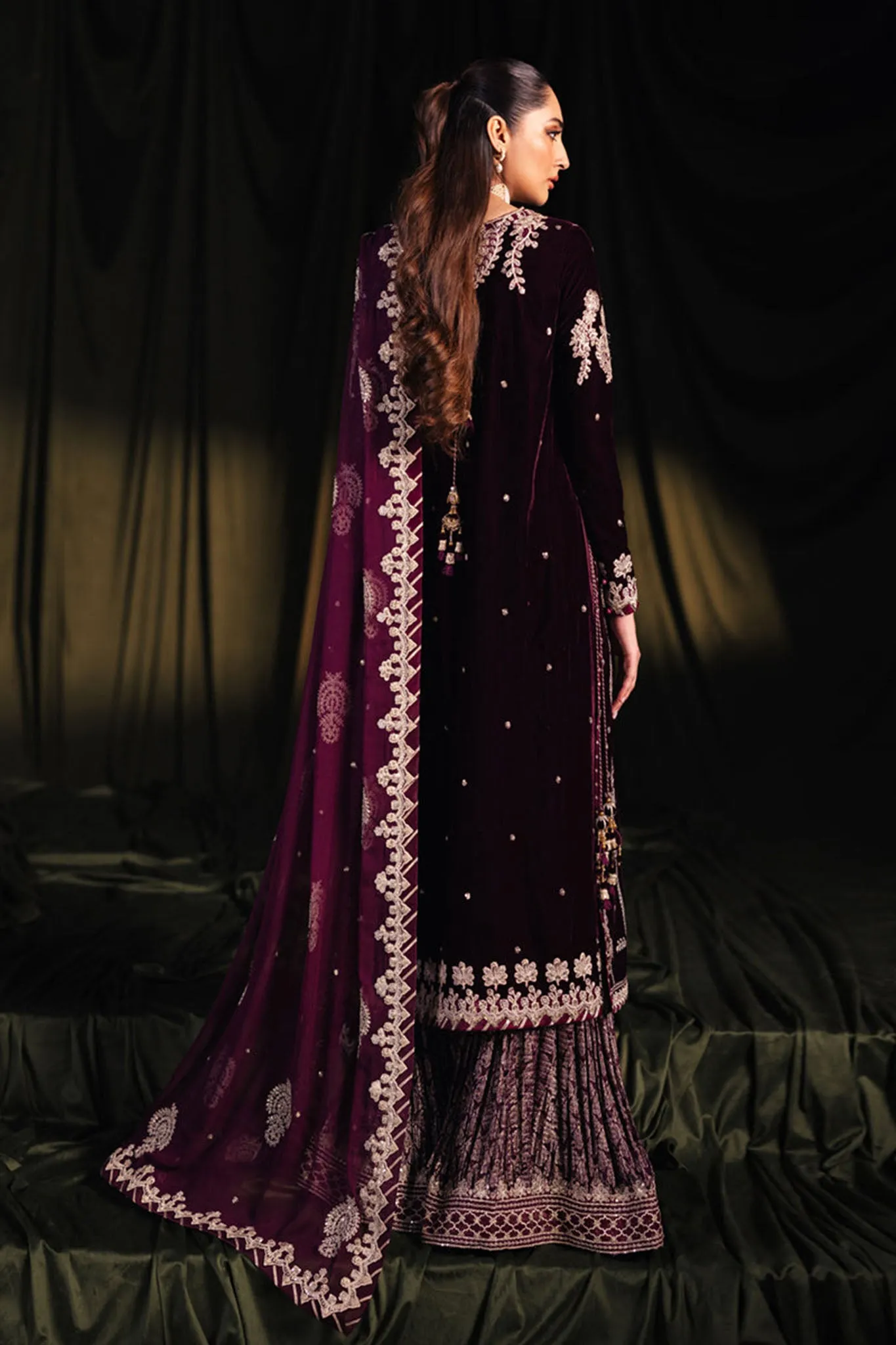 Qalamkar Unstitched 3 Piece Velvet Edit Collection'2024-BK-01-Amani