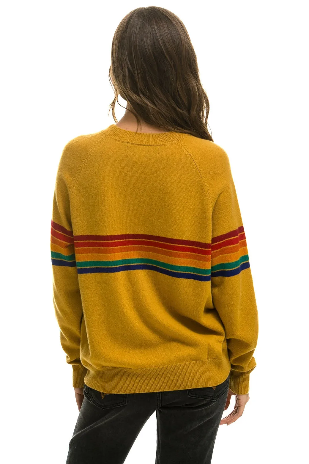 RAINBOW STRIPE 6 UNISEX LIGHT CASHMERE SWEATER - HARVEST