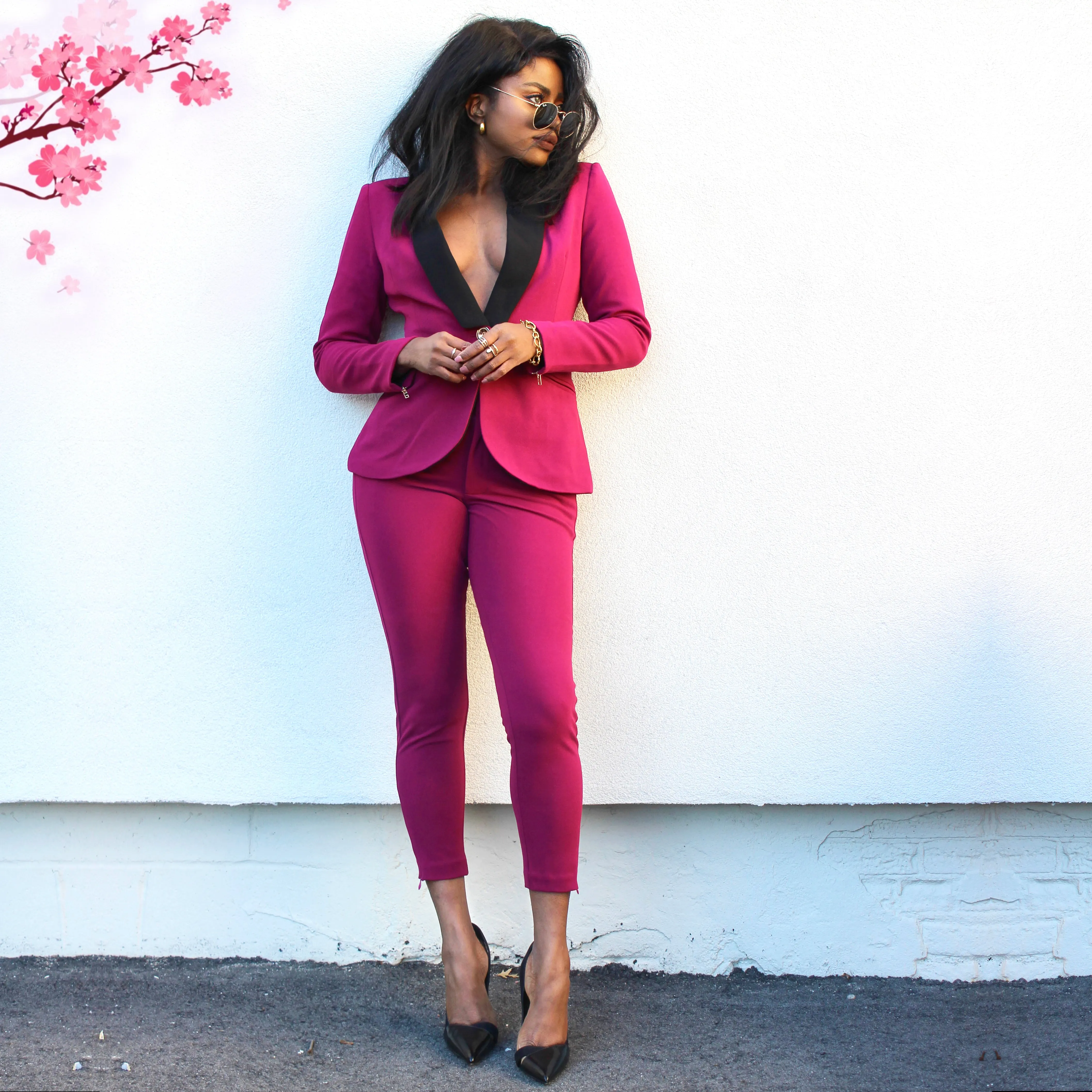 Rebellious Stretch Boss Blazer - Fuchsia