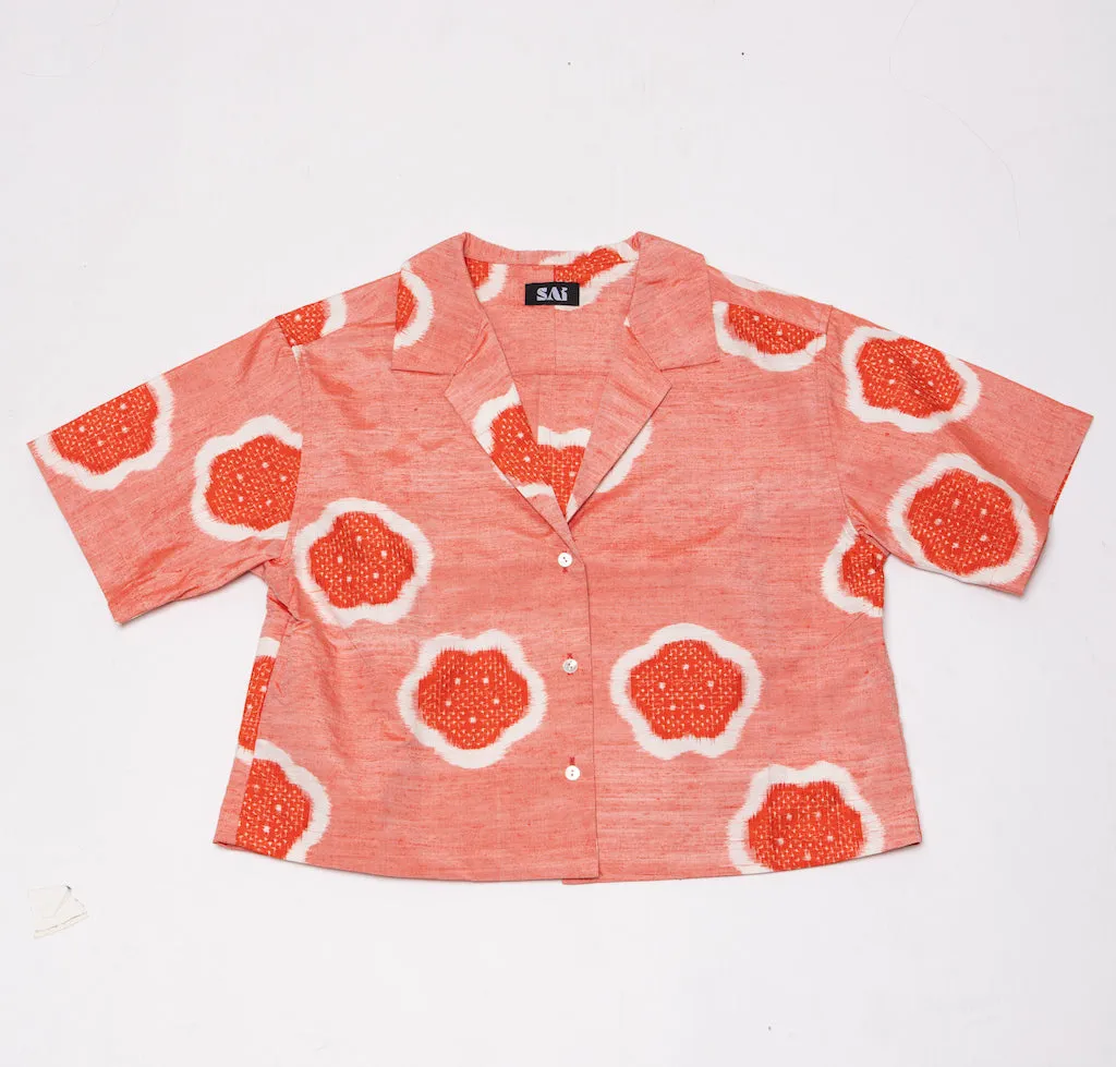 Red Flower Crop Shirt