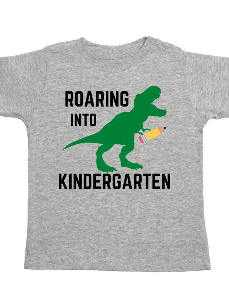 Roaring Into Kindergarten Shirt - Back To School Kids Tee