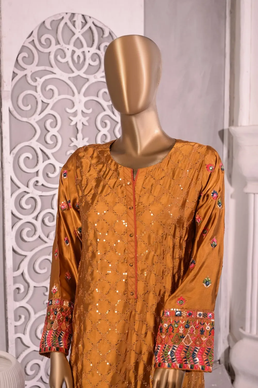 Sada Bahar Stitched Emb Silk Tunic Festive Kurti Vol-10 Collection'2022-S-04-Golden