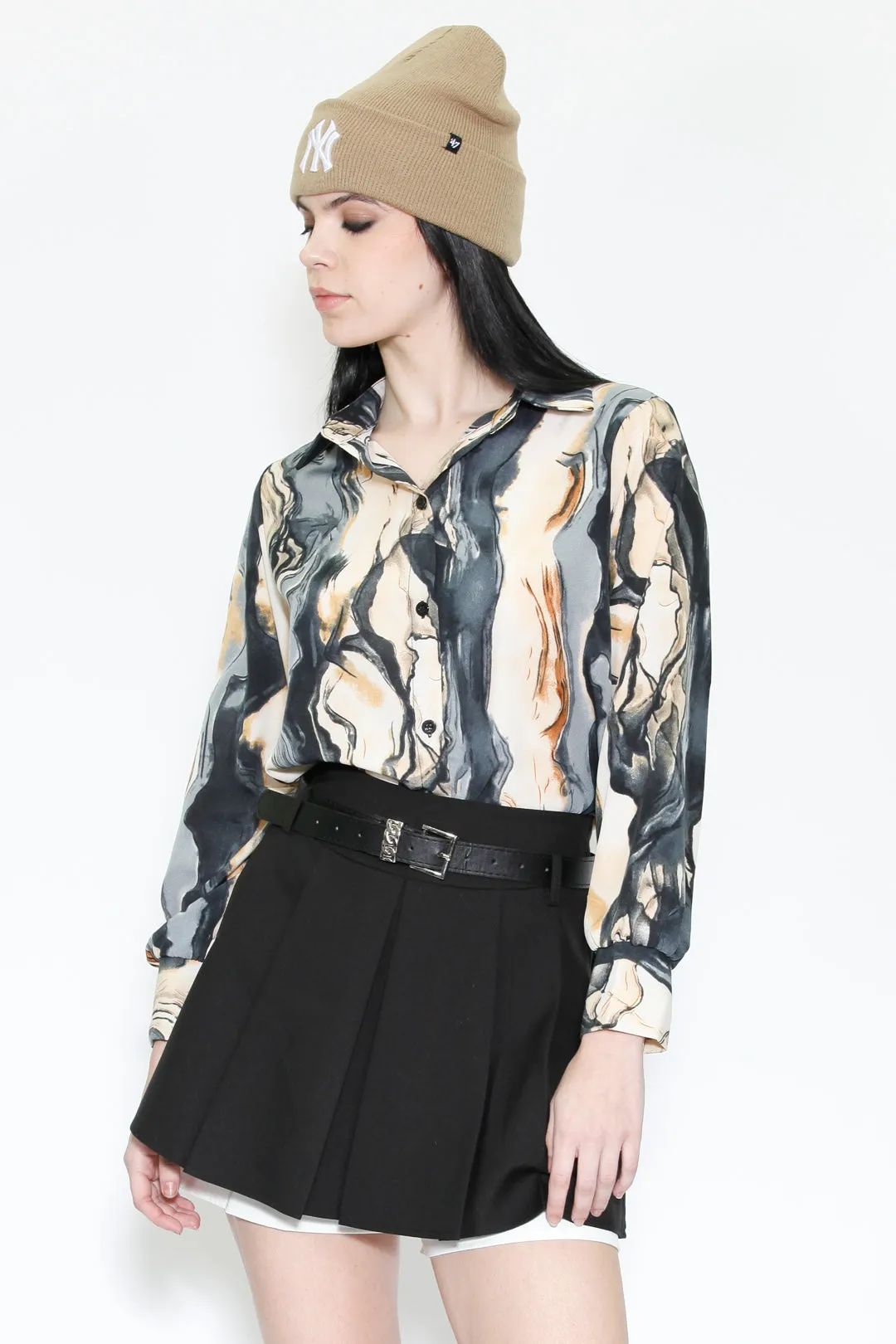 Silk Water Color Print Shirt