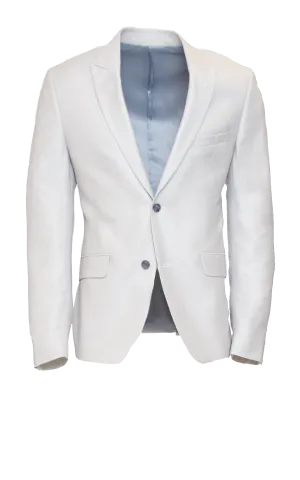 SILVER GREY SHEEN FITTED 2-BUTTON SINGLE BREASTED WOOL SUIT JACKET