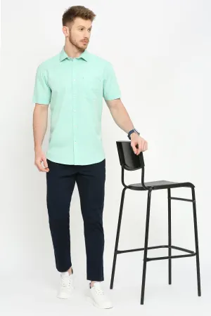 Slim Fit Cotton Polyester Cavalry Twill Halfsleeves Shirt