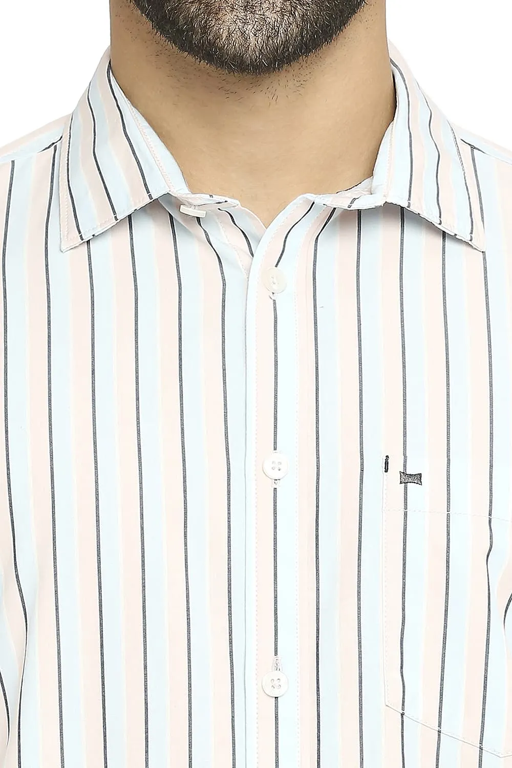 Slim Fit Cotton Polyester Stripe Shirt