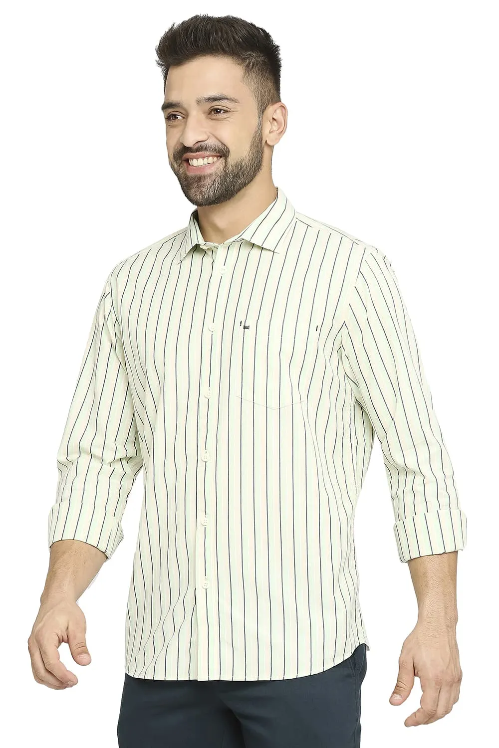 Slim Fit Cotton Polyester Stripe Shirt