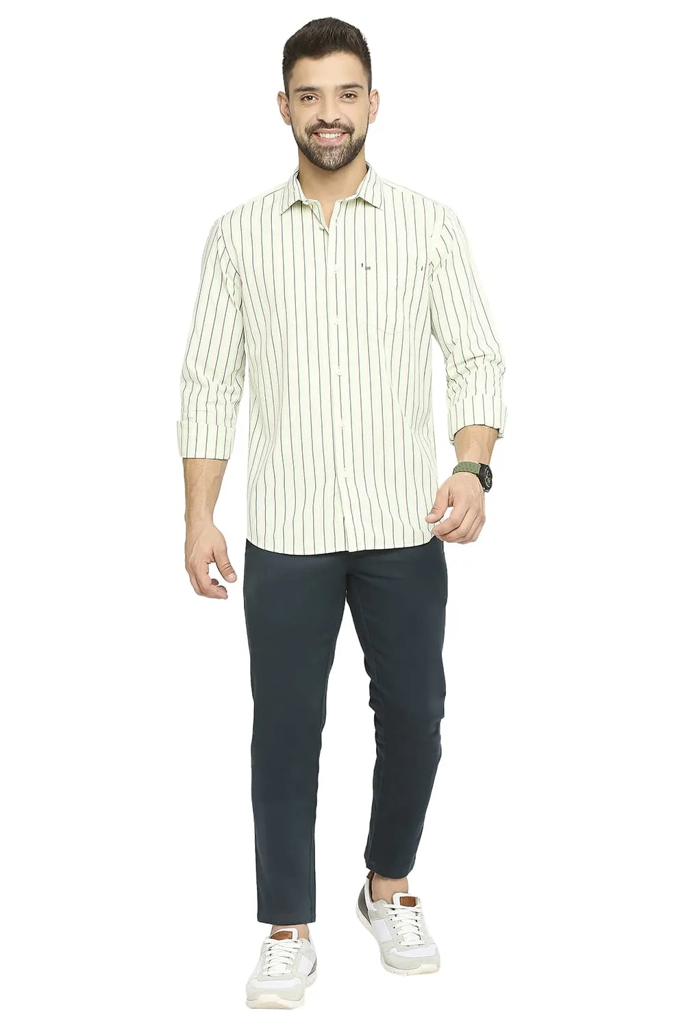 Slim Fit Cotton Polyester Stripe Shirt