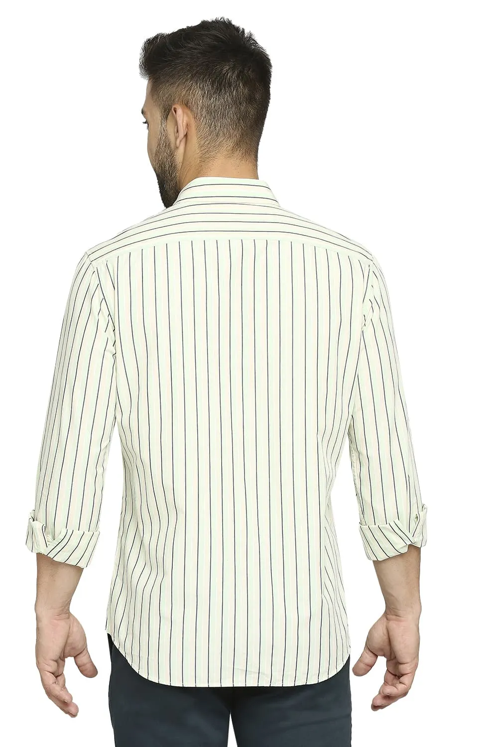 Slim Fit Cotton Polyester Stripe Shirt