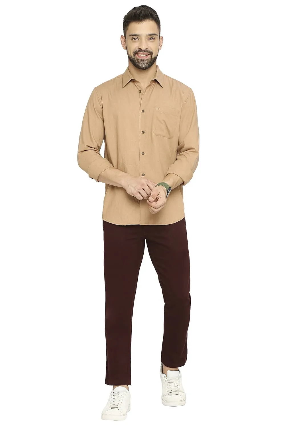 Slim Fit Polyester Cotton Lyocell Twill Shirt