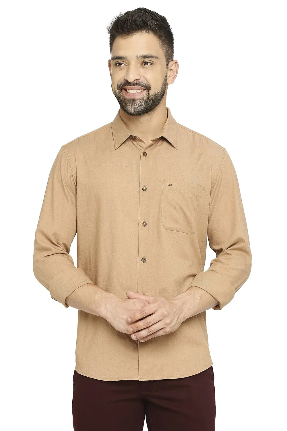 Slim Fit Polyester Cotton Lyocell Twill Shirt