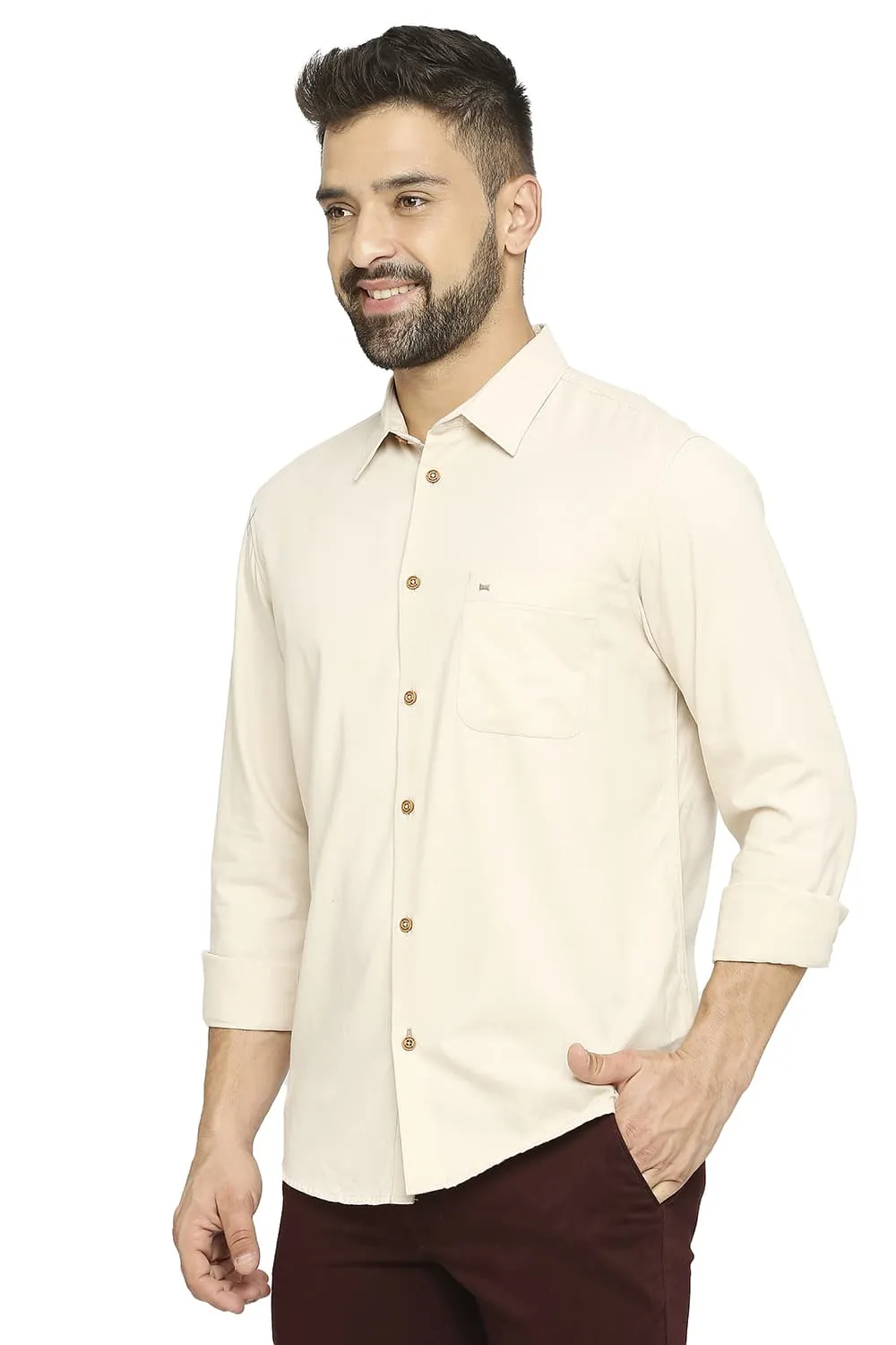 Slim Fit Polyester Cotton Lyocell Twill Shirt