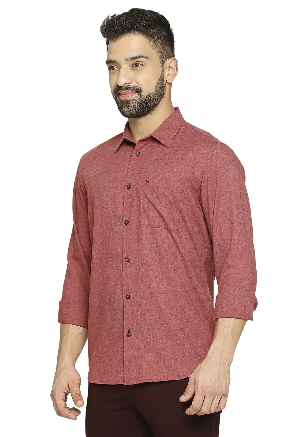 Slim Fit Polyester Cotton Lyocell Twill Shirt