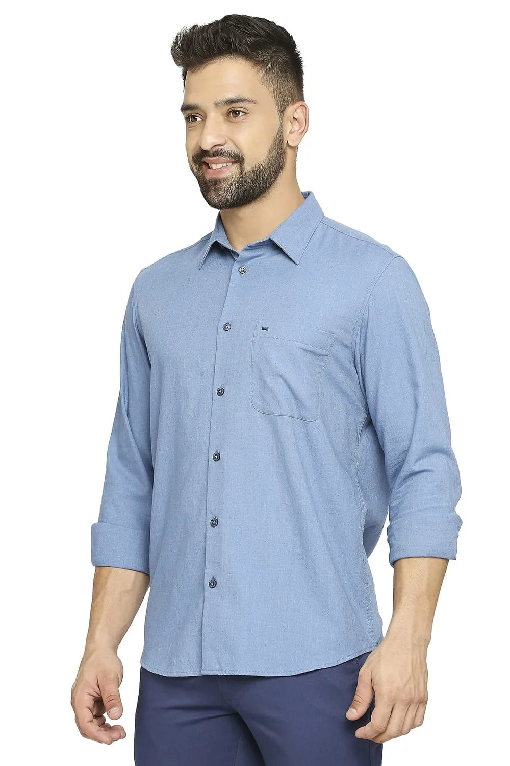 Slim Fit Polyester Cotton Lyocell Twill Shirt