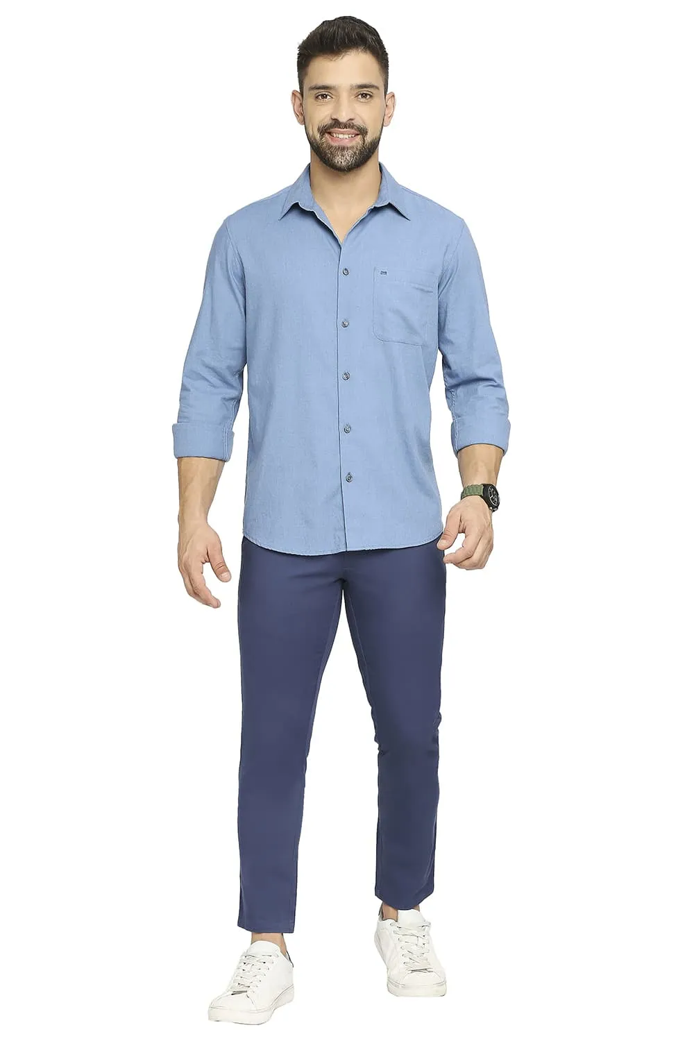 Slim Fit Polyester Cotton Lyocell Twill Shirt