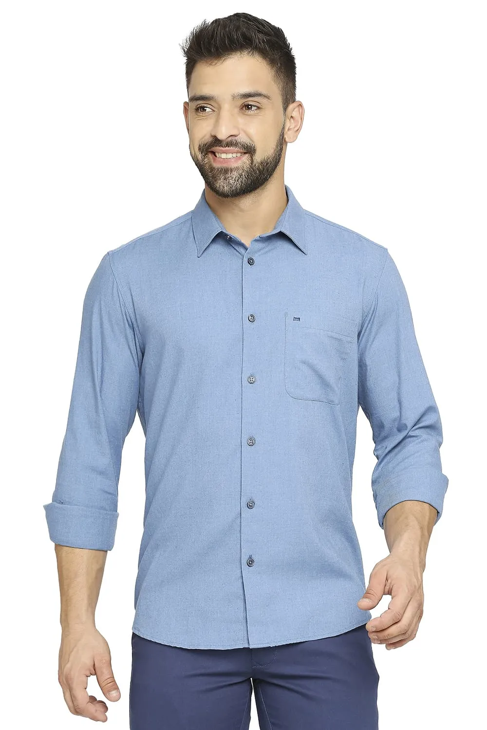 Slim Fit Polyester Cotton Lyocell Twill Shirt