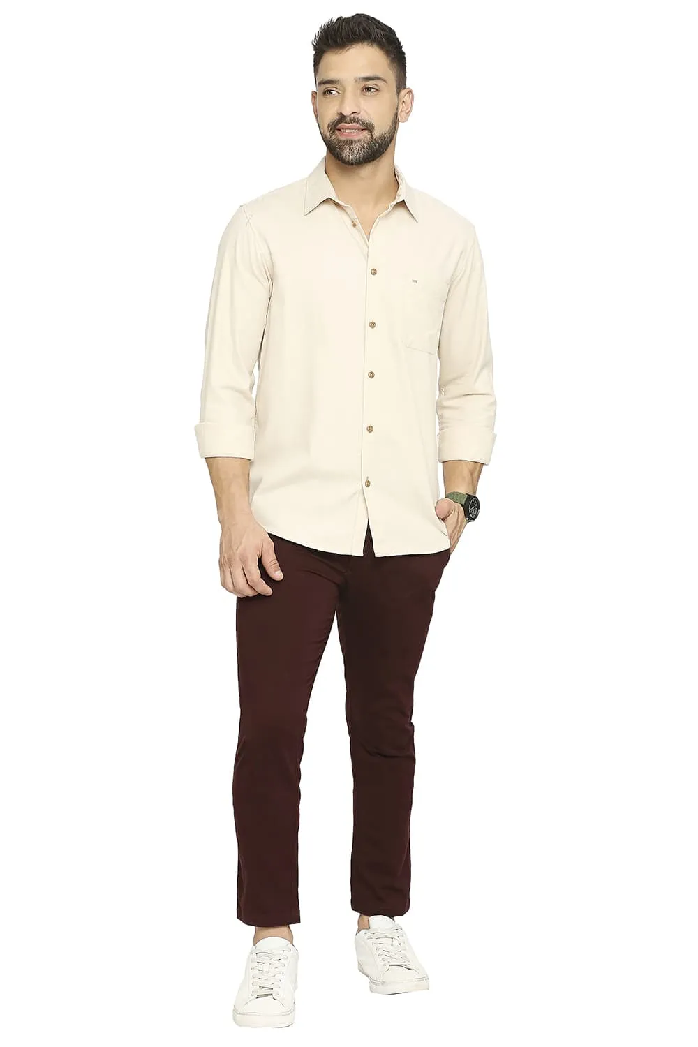 Slim Fit Polyester Cotton Lyocell Twill Shirt