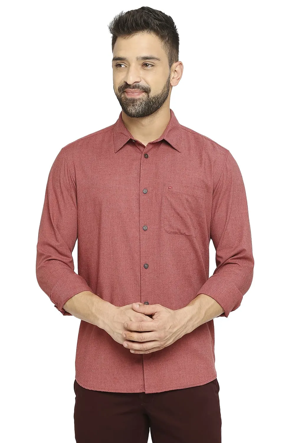 Slim Fit Polyester Cotton Lyocell Twill Shirt