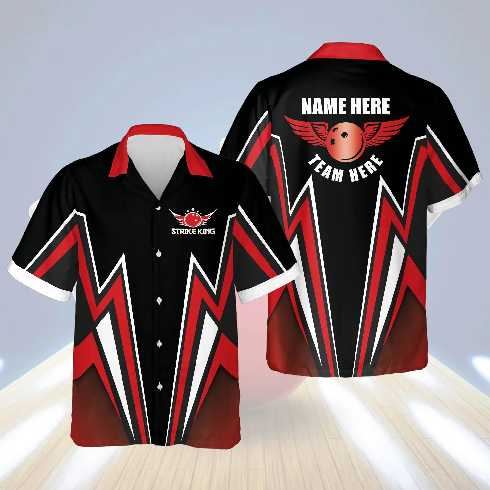 Strike King Bowling Button-Down bowling Hawaiian Shirt, Summer gift for Bowling team shirt