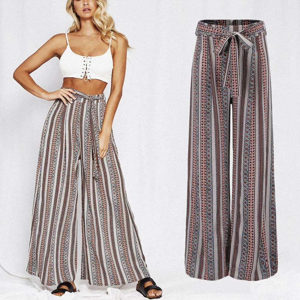 Striped and Symbols High Waist Pants