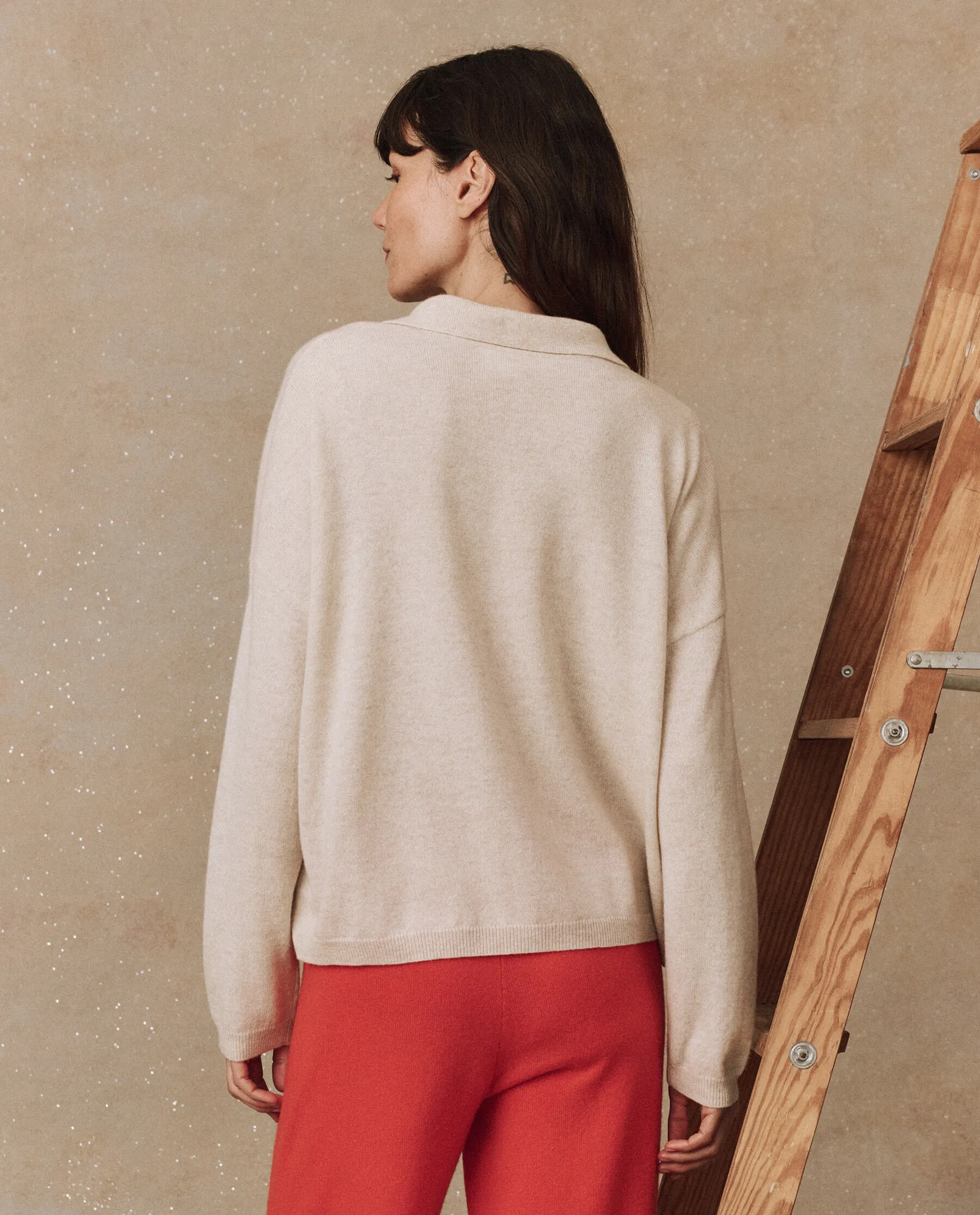 The Cashmere Polo Sweater. -- Ivory