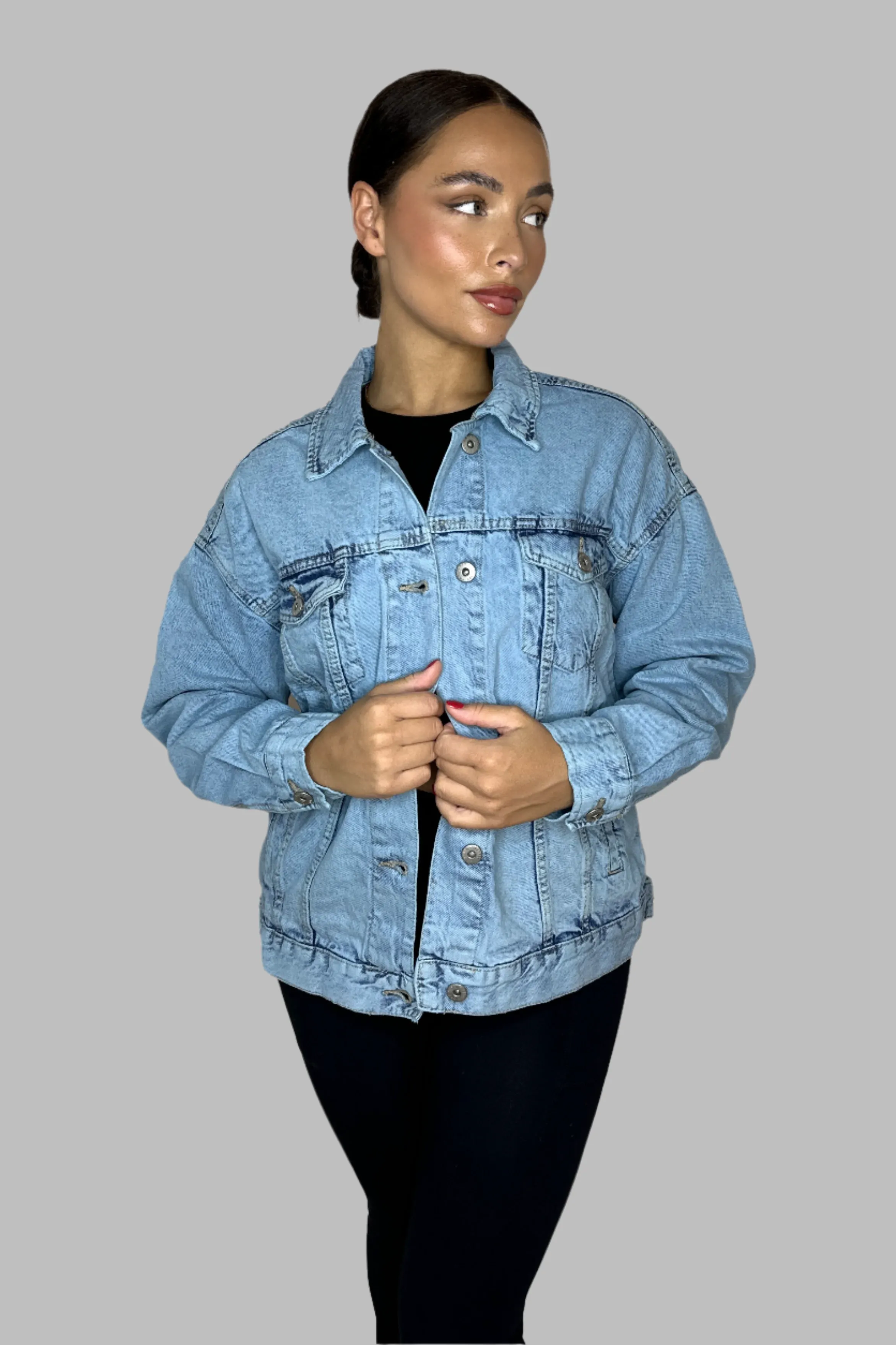 Thick Denim Relaxed Fit Button Jacket