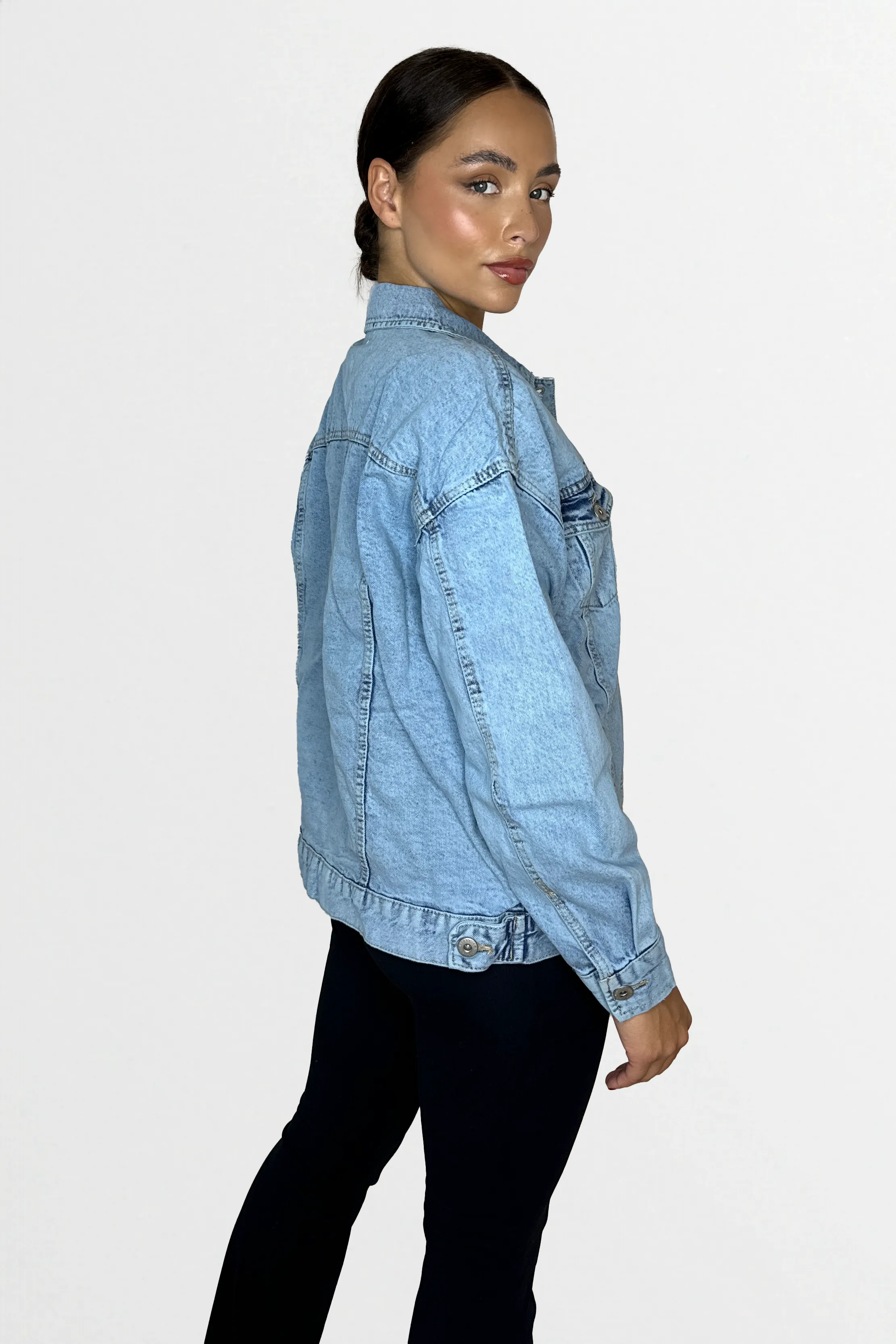 Thick Denim Relaxed Fit Button Jacket