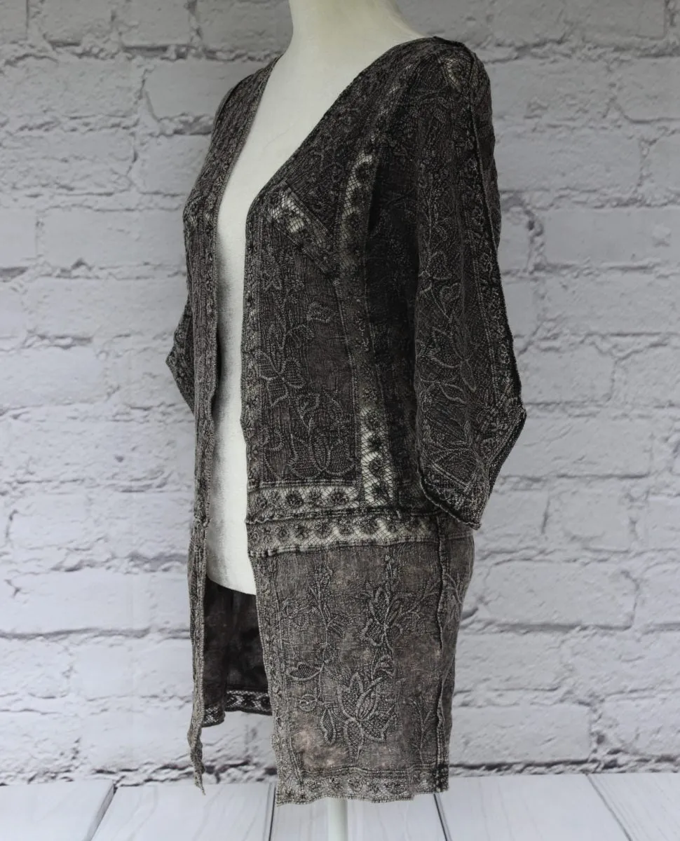 Three-quarter sleeve crochet cardigan