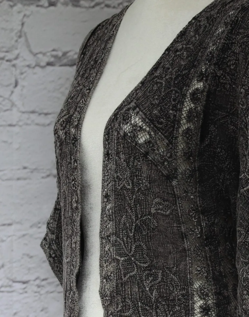 Three-quarter sleeve crochet cardigan