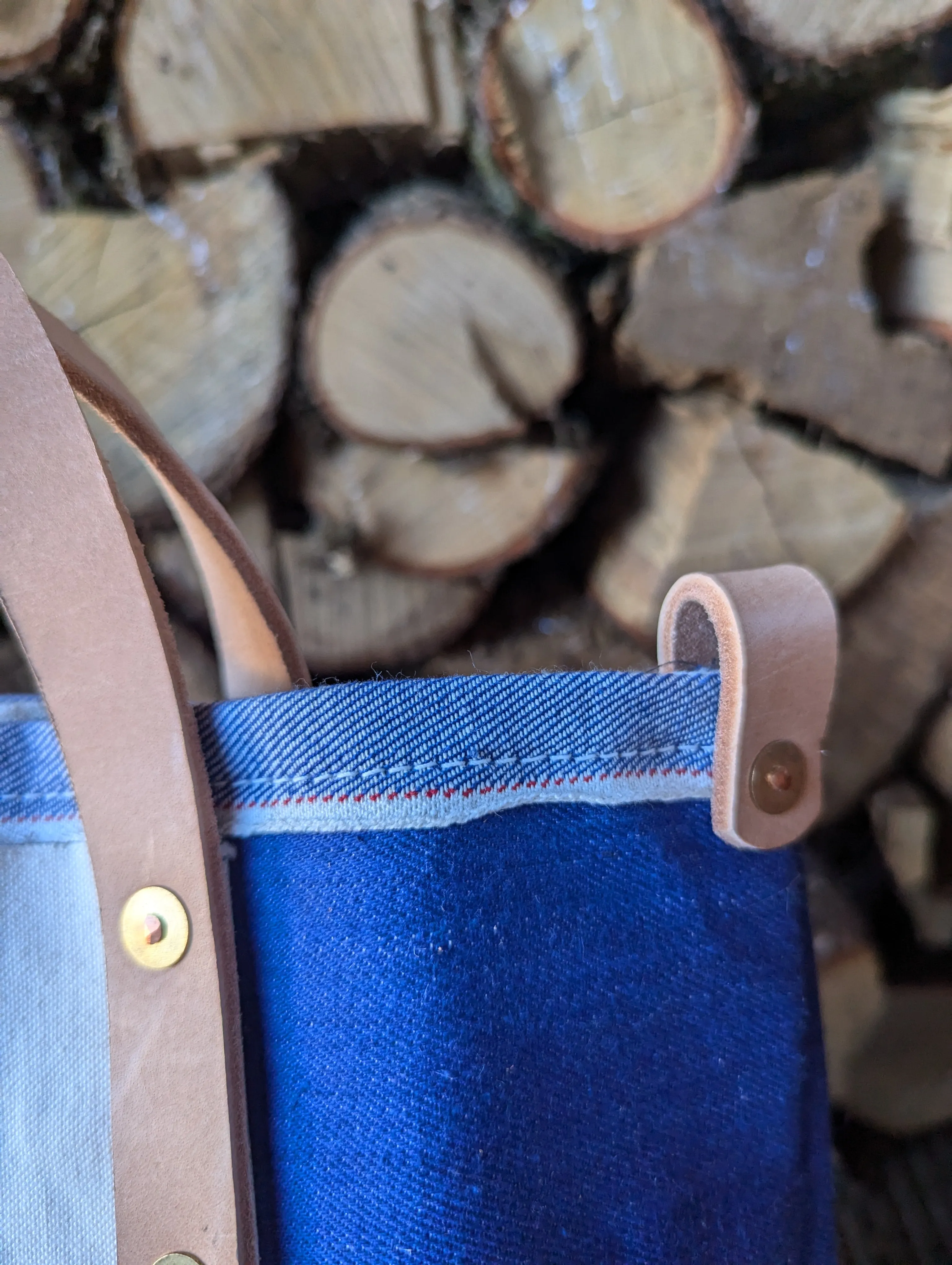 Tote bags, double-lined denim or canvas with leather handles