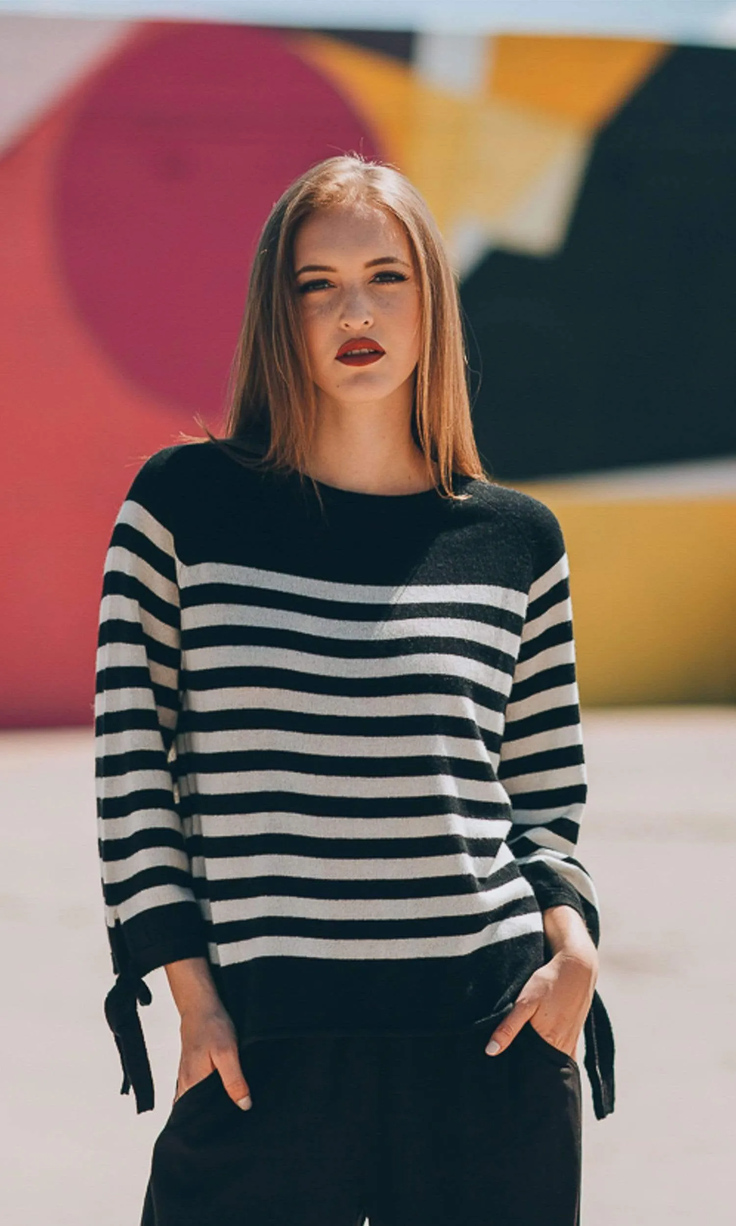 Velvet by Graham & Spencer Cacey Stripe Cashmere Sweater